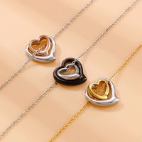 Titan Stahl 18 Karat Vergoldet Mode Herz Halskette Mit Anhänger main image 5