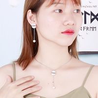 New Fashion Round Shell Letter Love Tassel Pearl Necklace Earrings Female Jewelry Set main image 5