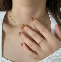 Herz Titan Stahl Eingelegtes Gold Halskette Mit Anhänger main image 5