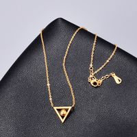 L65 Titanium Steel 18k Gold-plated Necklace Triangle Welding Beads Hollow Short Chain Same Fashion Necklace main image 1