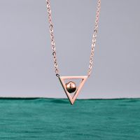 L65 Titanium Steel 18k Gold-plated Necklace Triangle Welding Beads Hollow Short Chain Same Fashion Necklace main image 3
