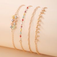 New Simple Trend Diamond-studded Color Drip Oil Flower Tassel Four-piece Bracelet main image 3