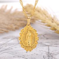 European And American Fashion Virgin Mary Pendant Necklace Copper Retro Necklace Jewelry main image 1