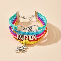 Fashion Color Braided Rope Love Letter Multi-layer Pony Pendant Bracelet main image 5