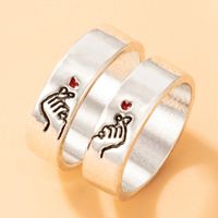 Personality Jewelry Cartoon Love Couple Ring Geometric Letter Ring Set sku image 3