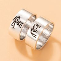 Personality Jewelry Cartoon Love Couple Ring Geometric Letter Ring Set sku image 21