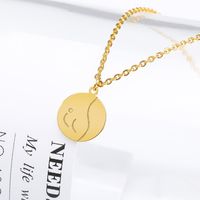 European And American Personality Round Pendant Gold-plated 18k Clavicle Necklace main image 5