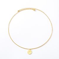 European And American Personality Round Pendant Gold-plated 18k Clavicle Necklace main image 6