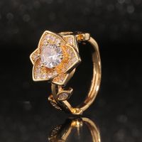 European And American French Flower Rose Index Finger Tail Ring Jewelry main image 1