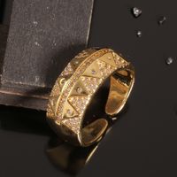 Fashion Jewelry Copper Plated Real Gold Micro-inlaid Zircon Triangle Geometric Tail Ring main image 4