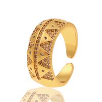 Fashion Jewelry Copper Plated Real Gold Micro-inlaid Zircon Triangle Geometric Tail Ring main image 6