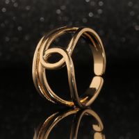 Fashion Hand Jewelry Copper Plated Real Gold Geometric Personality Index Finger Ring main image 2