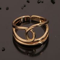 Fashion Hand Jewelry Copper Plated Real Gold Geometric Personality Index Finger Ring main image 3