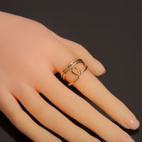 Fashion Hand Jewelry Copper Plated Real Gold Geometric Personality Index Finger Ring main image 5