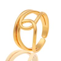 Fashion Hand Jewelry Copper Plated Real Gold Geometric Personality Index Finger Ring main image 6