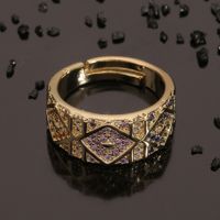 Jewelry Copper Plated Real Gold Micro-inlaid Zircon Ring Geometric Temperament Ring main image 3