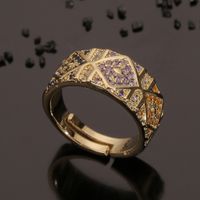 Jewelry Copper Plated Real Gold Micro-inlaid Zircon Ring Geometric Temperament Ring main image 4