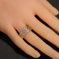 Jewelry Copper Plated Real Gold Micro-inlaid Zircon Ring Geometric Temperament Ring main image 5