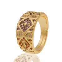 Jewelry Copper Plated Real Gold Micro-inlaid Zircon Ring Geometric Temperament Ring main image 6