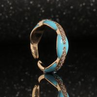 Jewelry Dripping Oil Geometric Inlaid Zircon Wild Finger Ring Cross-border Supply main image 1