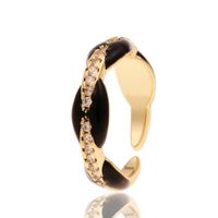 Jewelry Dripping Oil Geometric Inlaid Zircon Wild Finger Ring Cross-border Supply main image 6