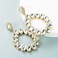 Fashion Alloy Diamond Colored Glass Diamond Drop-shaped Earrings Wholesale Nihaojewelry sku image 1