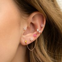 New Ins Style Drop Oil Petal Stud Earrings Copper Plated Gold Earrings 925 Pure Silver Ear Pin Five Petal Flower Jewelry main image 4