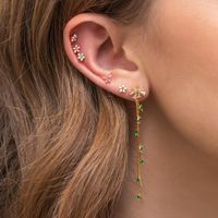 New Ins Style Drop Oil Petal Stud Earrings Copper Plated Gold Earrings 925 Pure Silver Ear Pin Five Petal Flower Jewelry main image 5