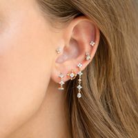 Fresh Cute Blue Flower Stud Earrings Copper Plated Real Gold Earrings 925 Pure Silver Ear Pin Jewelry Wholesale main image 1