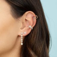New Fashion Simple Zircon Ear Bone Clip Copper Plated 18k Real Gold Earrings Wholesale main image 5