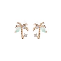 Beach Coconut Tree Earrings Copper Plated 18k Real Gold Earrings main image 6