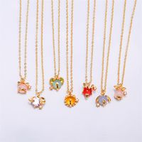 Cute Animal Head Necklace Copper Plated 18k Real Gold Pendant Jewelry Wholesale main image 4