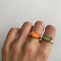 European And American Fashion Butterfly Drop Oil Ring Copper Plating 18k Real Gold Ring Ins Style Retro Dark And Light Two-color Jewelry main image 1