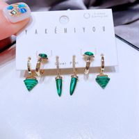 Yakemiyou Fashion Geometric Copper Inlaid Gemstone Artificial Gemstones Earrings main image 6