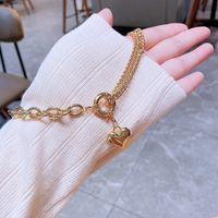 Heart-shaped Necklace Copper Plated Gold Fashion Asymmetrical Clavicle Chain Jewelry main image 3