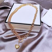 Heart-shaped Necklace Copper Plated Gold Fashion Asymmetrical Clavicle Chain Jewelry main image 5