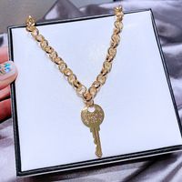 High-grade Ins Cold Style Key Pendant Necklace Female Copper Plating K Gold Simple Fashion Sweater Chain Cross-border Sold Jewelry main image 6