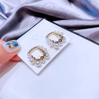 Korean Zircon Imitation Pearl Square Copper Earrings Wholesale main image 2