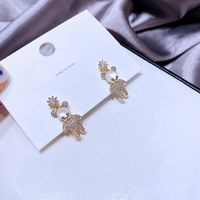 Fashion Cute Bear Zircon Micro-inlaid Copper Earrings Wholesale main image 1