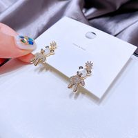 Fashion Cute Bear Zircon Micro-inlaid Copper Earrings Wholesale main image 5