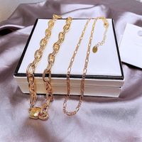 High-end Ins Cold Style European And American Fashion Double-layer Necklace Women's Copper Plating K Gold Clavicle Chain Sweater Chain Cross-border Sold Jewelry main image 5