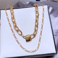 High-end Ins Cold Style European And American Fashion Double-layer Necklace Women's Copper Plating K Gold Clavicle Chain Sweater Chain Cross-border Sold Jewelry main image 6