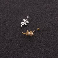 Personality Gecko Thin Rod Zircon Copper Earrings Wholesale main image 3