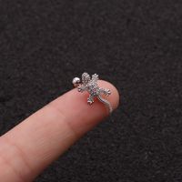 Personality Gecko Thin Rod Zircon Copper Earrings Wholesale main image 4