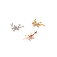 Personality Gecko Thin Rod Zircon Copper Earrings Wholesale main image 6