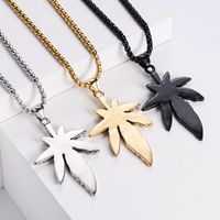 Wholesale Black Gold Three-color Big Maple Leaf Pendant Stainless Steel Necklace main image 3
