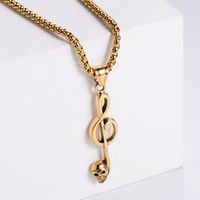 Simple Note Music Symbol Ghost Head Skull Male And Female Stainless Steel Pendant Necklace main image 1