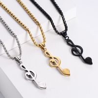 Simple Note Music Symbol Ghost Head Skull Male And Female Stainless Steel Pendant Necklace main image 4