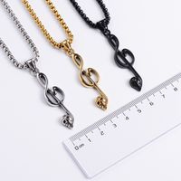 Simple Note Music Symbol Ghost Head Skull Male And Female Stainless Steel Pendant Necklace main image 5