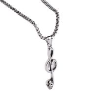 Simple Note Music Symbol Ghost Head Skull Male And Female Stainless Steel Pendant Necklace main image 6
